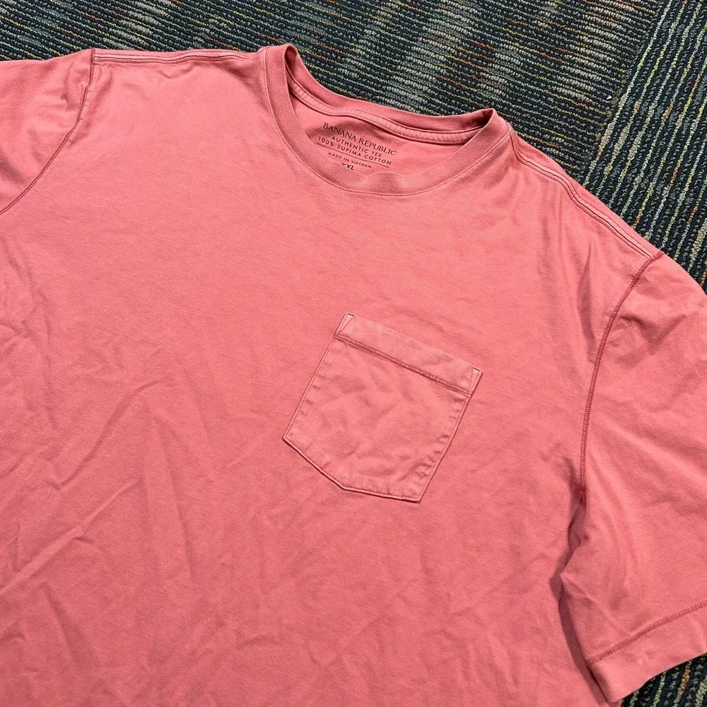 Banana Republic Authentic Tee XXL Tall 2XLT Pink Supima Cotton Pocket T-Shirt